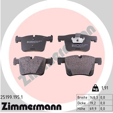 ZIMMERMANN 25199.195.1 | Fren Balatası Ön BMW F20-F30-X3 2012 > 2019