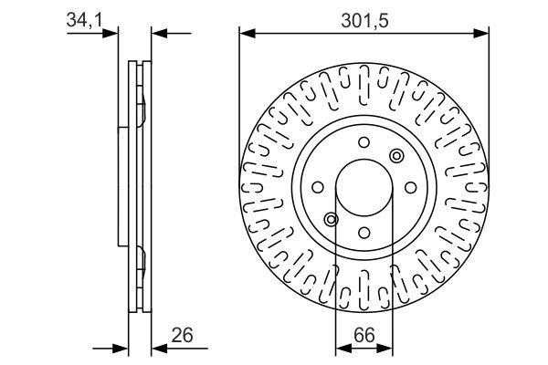 BOSCH 0986479D36 | Fren Diski Ön 207 06-307 00-CC Sw 3008 14-/ C4 Picasso 06-2.0 HDI Adet | 2 Adet