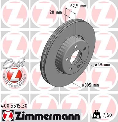 ZIMMERMANN 400.5515.30 | M.Benz W205-W213 Ön Disk Adet A0004212512 | 1 Adet