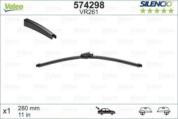 VALEO 574298 | Flat Blade (X1) Vm261 VW Passat 6 Varıant (05 -) Polo 5 TDI / Gtı Silecek Bınek (Ithal)