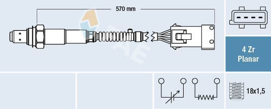 FAE 77240 | Lambda Sensörü 96 > Pt.106-206-306-C3 1.4İ 8V