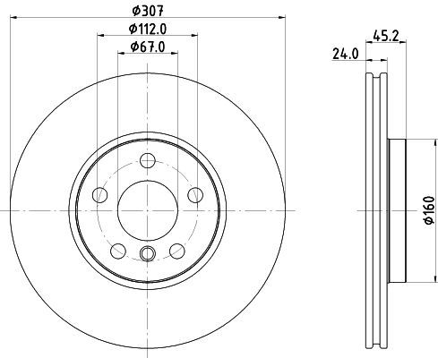 HELLA PAGID 8DD355125-351 | Fren Diski Ön (BMW F40-F45-F46-F48-F39 Mini F54-F60) | 2 Adet