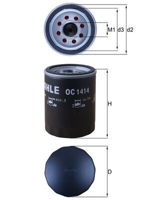 MAHLE OC1414 | Yağ Filtresi 17-Transit-Tourneo.Custom 2.0Tdci
