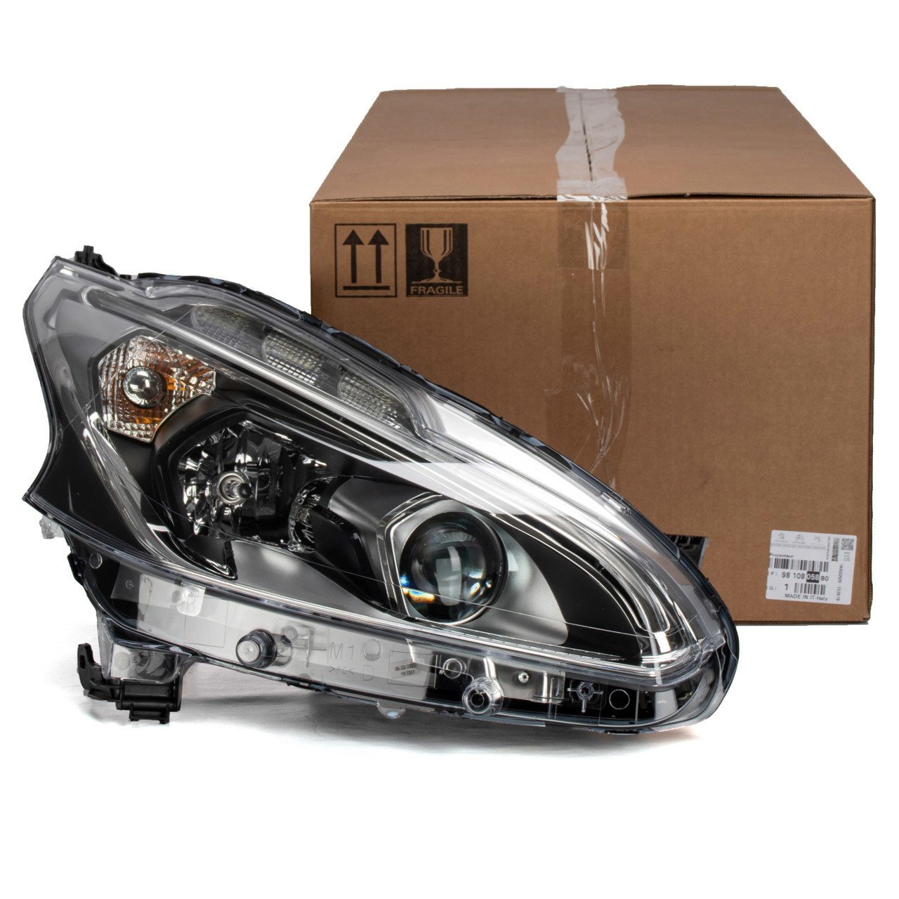 PSA 9810805880 | Peugeot 208 2012-2020 Ön Sağ Far Mercekli Siyah Tip Orijinal