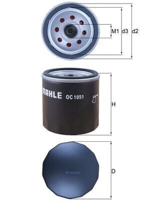 MAHLE OC1051 | Yağ Filtresi 97-Fiesta-Focus 1.4-1.6 16V