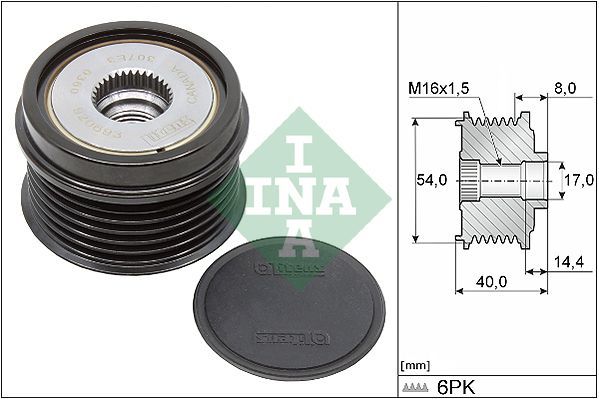 INA 535033410 | Alternatör (6 Kanal) Kasnağı Rulmanlı Doblo Fiorino Idea Linea Palio Punto Albea Astra G Astra H Comb