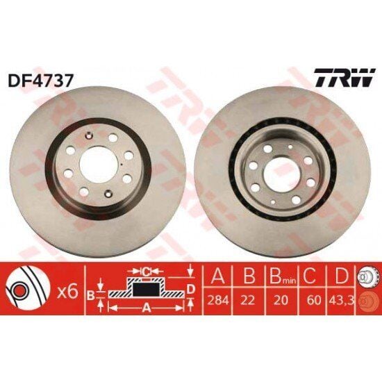 TRW DF4737 | Opel Corsa D- Corsa E Ön Fren Diski Büyük Tip 284 mm