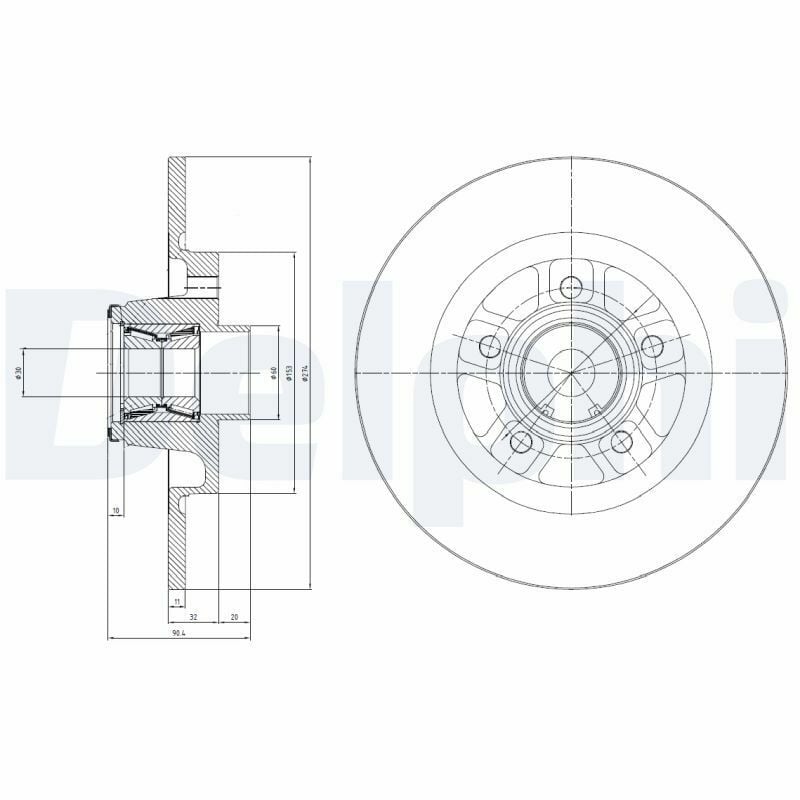 DELPHI BG9113RSC | Disk + Rulman Arka (Ad) 09-Kangoo (1.Disk + 1.Rulman) Kaplamalı | 2 Adet