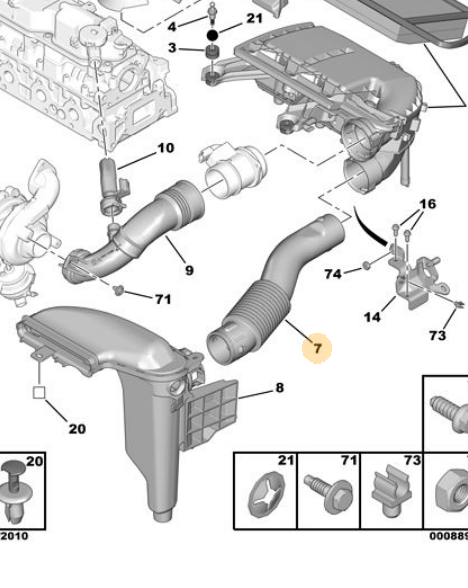 PSA 1434.H1 | Citroen C5 Hava Filtre Hortumu Orijinal
