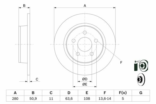 BOSCH 0986479762 | Disk Arka (Ad) 13-Connect-Cmax Kaplamalı | 2 Adet