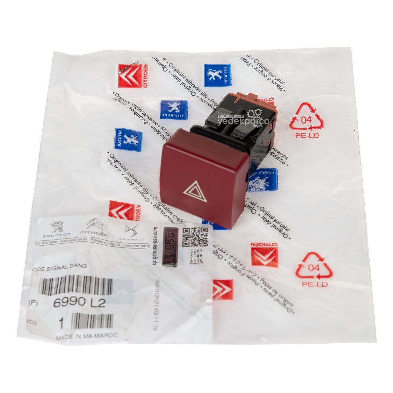 PSA 6990.L2 | Peugeot Partner 2009-2019 Dörtlü İkaz Düğmesi Orijinal