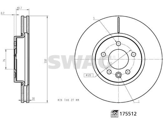 SWAG 33105220 | Ön Fren Diski-332X305×120 VW Amarok 17 -