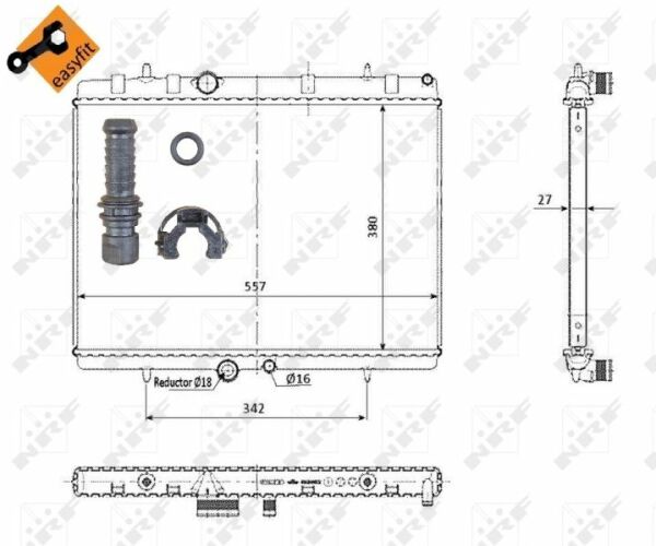NRF 50438 | Motor Su Radyatörü P407 C5 II C5 III Ew10a (2.0 16V) Dw10bted4 (2.0 HDI 16V) Xsara II Dw10ated (2.0 HDI 8V)