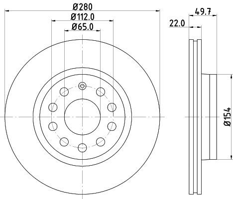 HELLA PAGID 8DD355109-561 | Fren Diski Audi, Seat, Skoda, VW A3 (8P1) , A3 Convertible (8P7) , A3 Sportback (8Pa) , Altea (5P1) , Al | 2 Adet