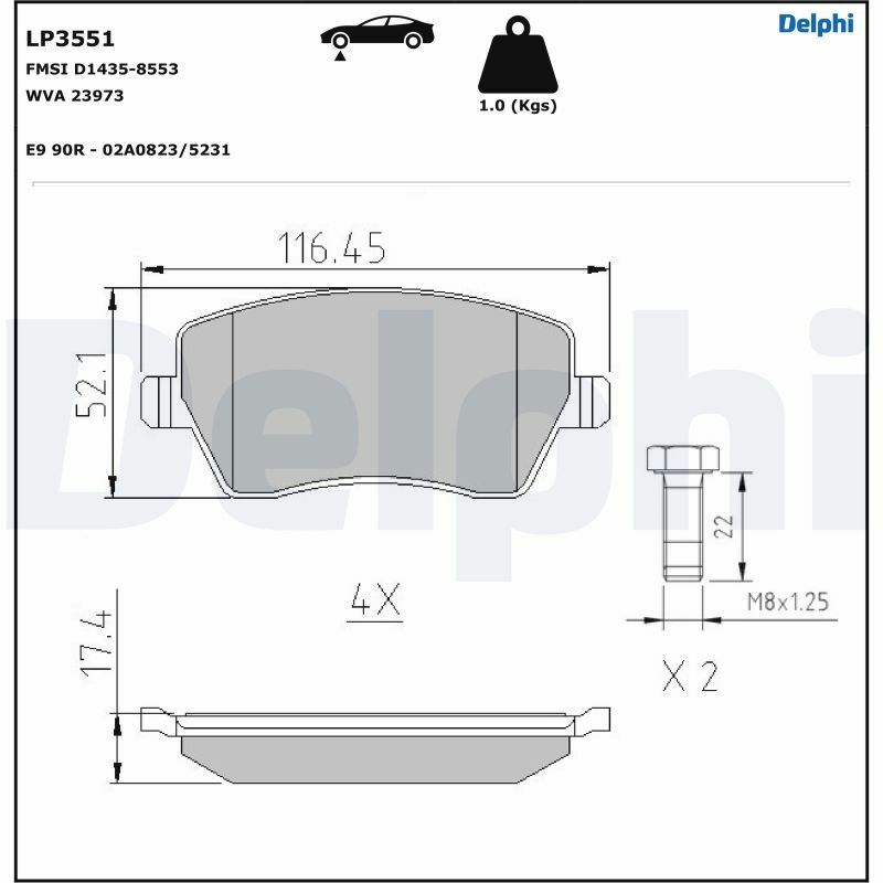DELPHI LP3551 | Fren Balata Ön 05-Clio.III-Mds-Micra 13-Clio.IV-Cıtan