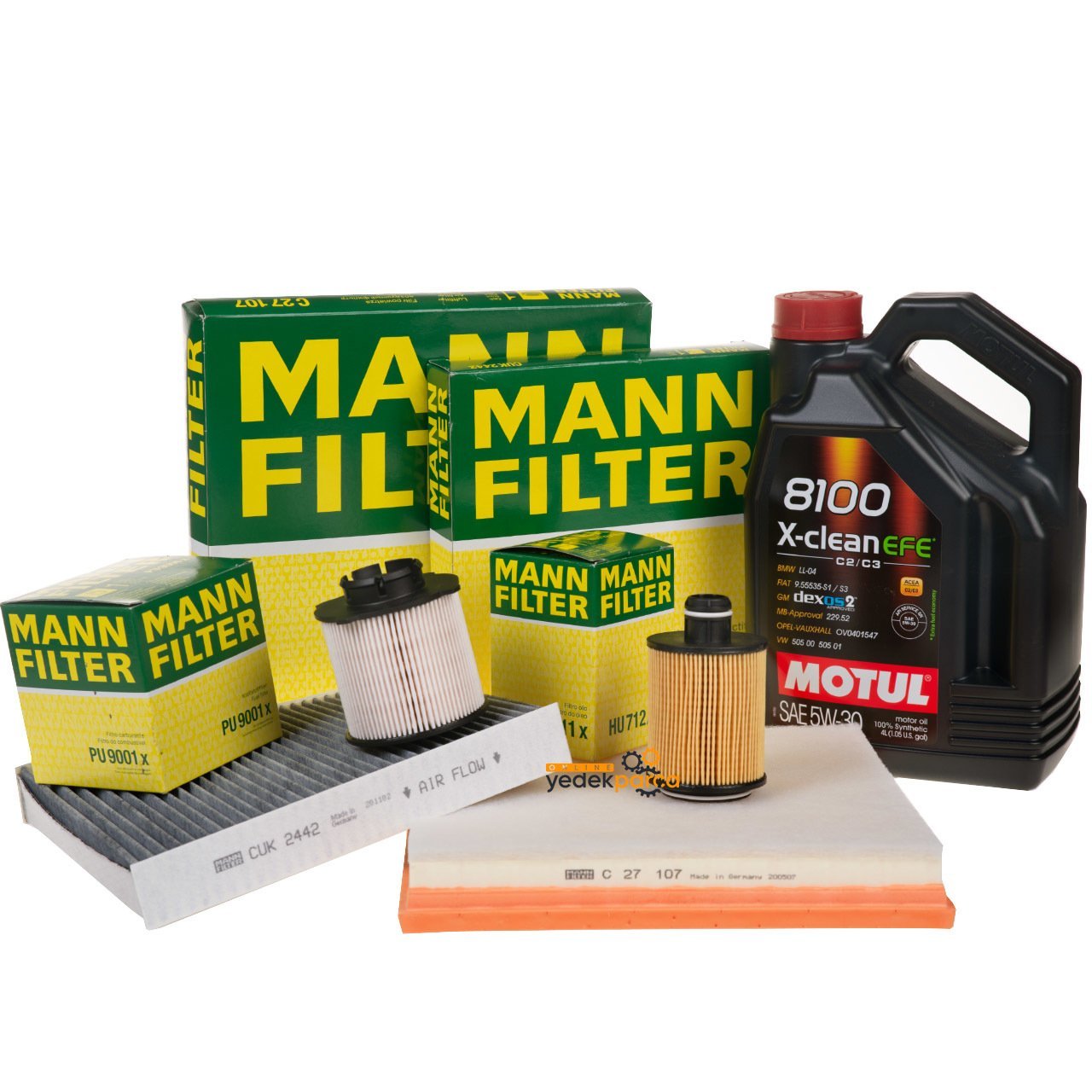 Opel Astra J 1.3 Dizel Periyodik Bakım Seti MANN  / (Motul 8100 X-Clean Efe 5W30) 4 LT Motor Yağlı