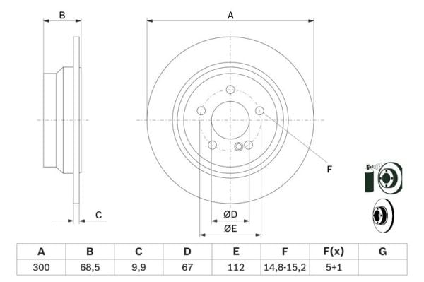 BOSCH 0986479041 | Disk Arka (Ad) 02-E.S-W211-W212 Kaplamalı | 2 Adet
