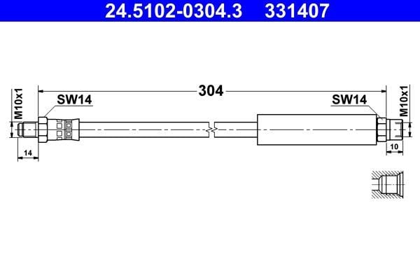 ATE 24.5102-0304.3 | Fren Hortumu Arka E-60 / 61 / 63 / 64 / 65 / 66