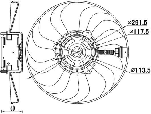 MAHLE CFF167000S | Fan Motoru-290 mm 90W (VW Polo 02-10 Seat Ibiza 02-10 Skoda Fabia 00-10)