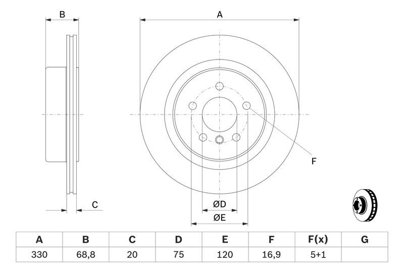 BOSCH 0986479D58 | Fren Diski Arka BMW F10-F11 520 / 525 / 530 / D