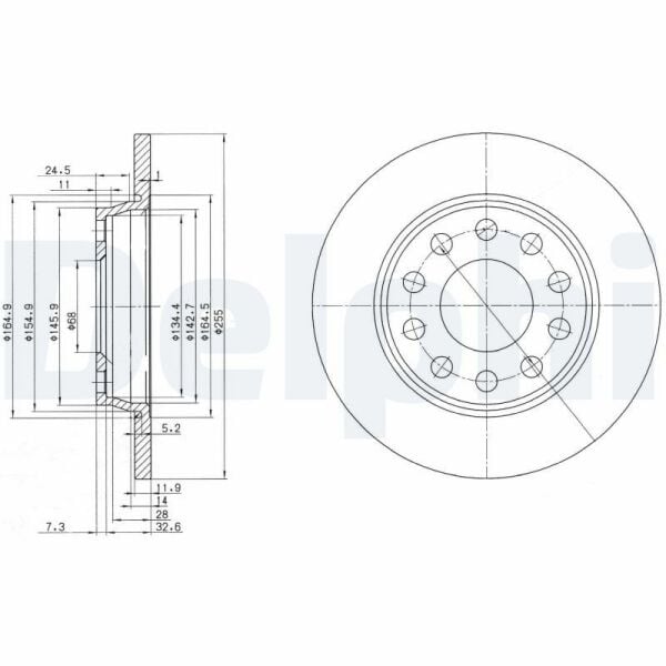 DELPHI BG3674C | Arka Fren Diski-255×12 5×112 (Audi A4 01-08 Seat Exeo 09-14)
