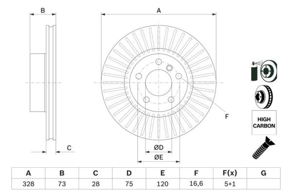 BOSCH 0986479771 | Disk On (Ad) 10-X3 (F25) X4 (F26) Kaplamalı | 2 Adet