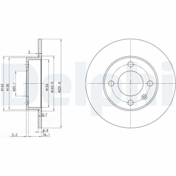 DELPHI BG3505 | Arka Fren Diski-232×9 4×100 (VW Polo 00-02)