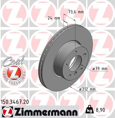 ZIMMERMAN 150.3467.20 | BMW E90 Lcı-F30 Ön Disk Adet 34116855006 | 1 Adet