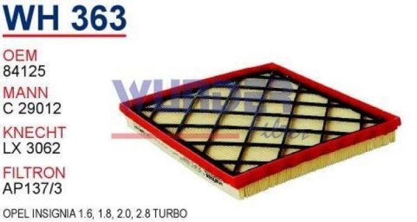 WUNDER WH363 | Opel insignia Hava Filtresi W363
