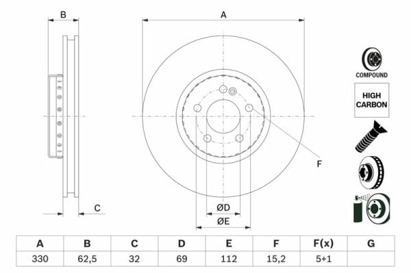 BOSCH 0986479H48 | Disk On (Ad) 14 &Gt, C-Seri (W205-A205-C205-S205) E-Seri (W213-S213-A238-C238) | 2 Adet