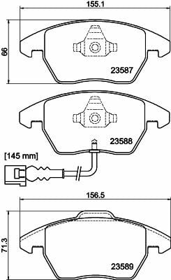 HELLA PAGİD 8DB355010-581 | Fren Balatası Audi, Seat, Skoda, VW A1 (8X1, 8Xk) , A1 Sportback (8Xa, 8Xf) , A3 (8P1) , A3 Convertible