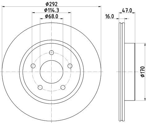 HELLA PAGID 8DD355123-061 | Fren Diski Nissan, Renault Koleos, Koleos II, Leaf (Ze1) , X-Traıl (T32_) | 2 Adet