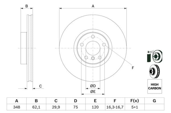BOSCH 0986479436 | Disk On (Ad) 06-X5-X6 Kaplamalı | 2 Adet