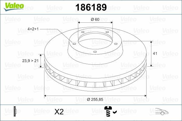 VALEO 186189 | Disk On Ast.F-Vct.A 1.6-2.0 *X16xe* | 1 Adet