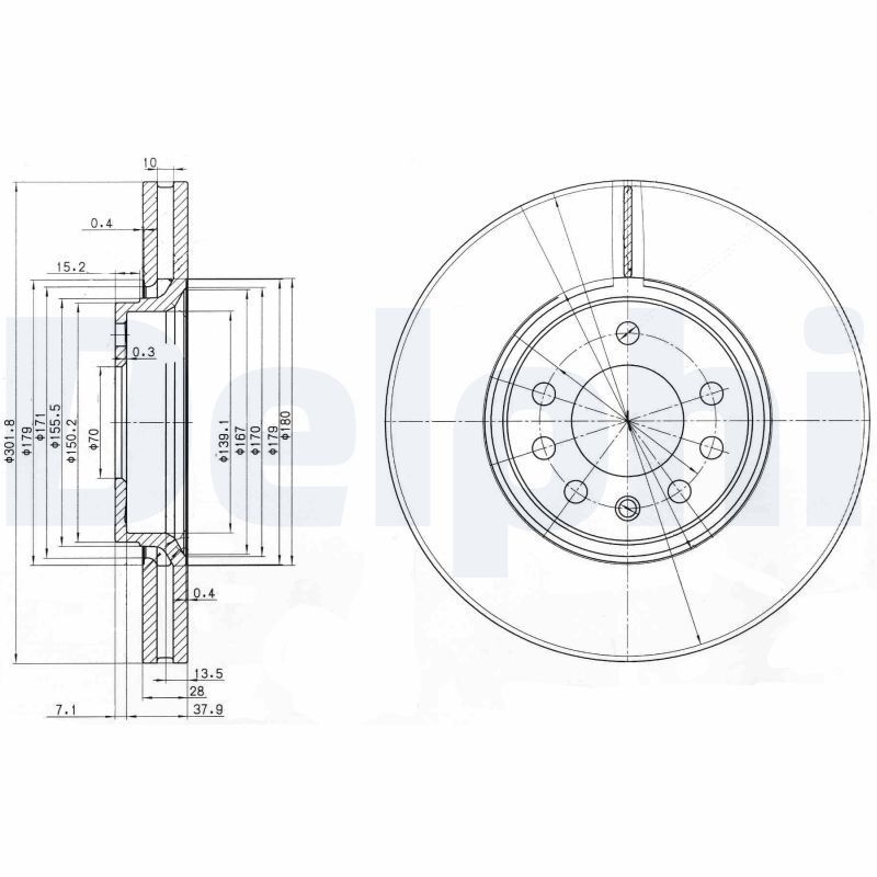 DELPHI BG3772C | Fren Diski Opel Vectra C Z20net / Y22dtr / Z32se 5 Bijon 302mm Ön