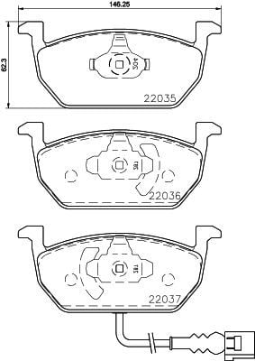 HELLA PAGİD 8DB355021-951 | Fren Balatası Audi, Seat, Skoda, VW A3 (85S, 85M) , A3 Convertible (8V7, 8Ve) , A3 Limousine (8Vs, 8Vm