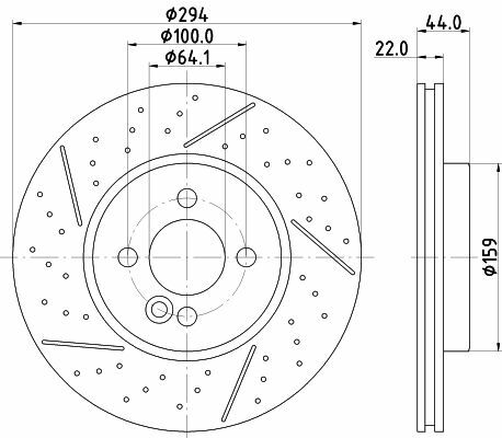 HELLA PAGID 8DD355116-211 | Fren Diski Ön Hava Kanallı (Mini Cooper R50-R52-R53 Delikli) | 2 Adet