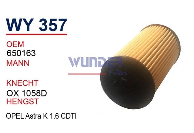 WUNDER WY357 | Opel Astra J 1.6 Dizel Yağ Fİltresi