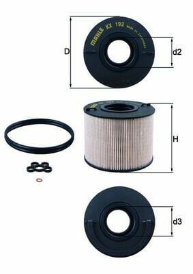 MAHLE KX192D | Mazot Filtresi Touareg (7La, 7L6, 7L7) 02-103.0 V6 TDI Touareg 06-/ Q7 (4Lb) 06-153.0 TDI Quattro 3.0 TDI Quattro 4.2 TDI Quattro Q7 / Cayenne 3.0 V6 TDI 3.0 TDI 4.2Tdı