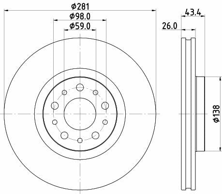 HELLA PAGID 8DD355132-131 | Fren Disk Ön Havalı 281-5 Fiat Egea 16-Kaplamalı / | 2 Adet