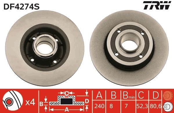 TRW DF4274S | Disk Arka (Ad) 03-Mgn.II-Clo.III-Mds (Kutu Fıyat Tek) | 2 Adet