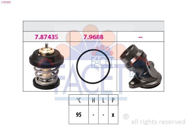 FACET 7.8743K | Termostat-VW 1.8-2.0 Tfsi Golf V Passat A3 A4 A5