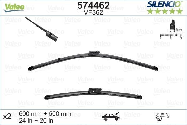 VALEO 574462 | Silgi Süpürgesi Tk 60 + 50Cm 09-Aı.A4-A5-Q3-Q5 Flat Blade