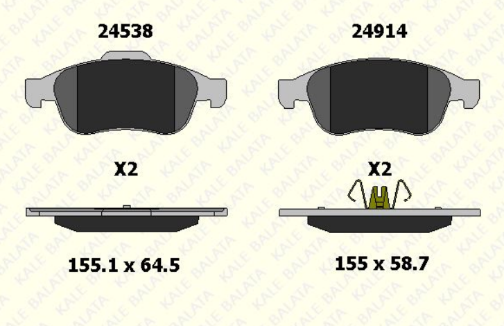 KALE 2491418005 | Dacia Dokker 1.5 dCi Ön Fren Balata Takımı