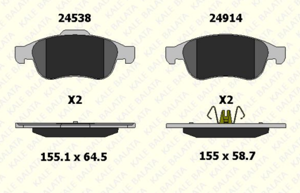 KALE 2491418005 | Dacia Dokker 1.5 dCi Ön Fren Balata Takımı