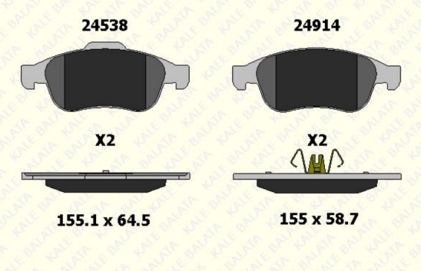 KALE 2491418005 | Dacia Duster 1.5 dCi Ön Fren Balata Takımı