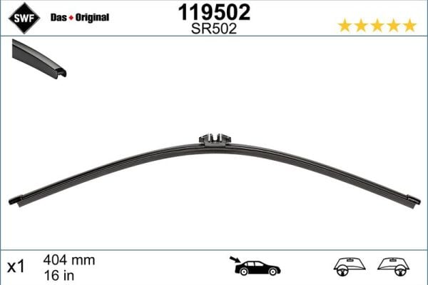 VALEO 119502 | Silecek Süpürgesi 405mm (Muz Tip) Arka Octavia II 04-Caddy 04-Transporter T5 03-Touran 03 -
