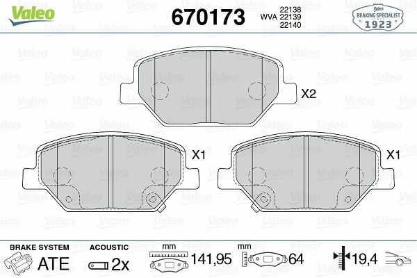 VALEO 670173 | Fren Balata Ön 17-Insignia.B 17Jant