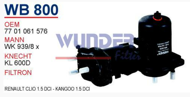 Renault Symbol Thalia 2009-2012 1.5 dCi Mazot Filtresi Wunder Marka