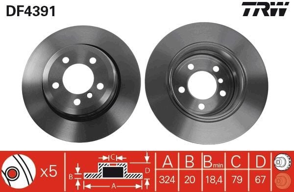 TRW DF4391 | BMW E65 Arka Disk Takım 34216864045 | 1 Adet